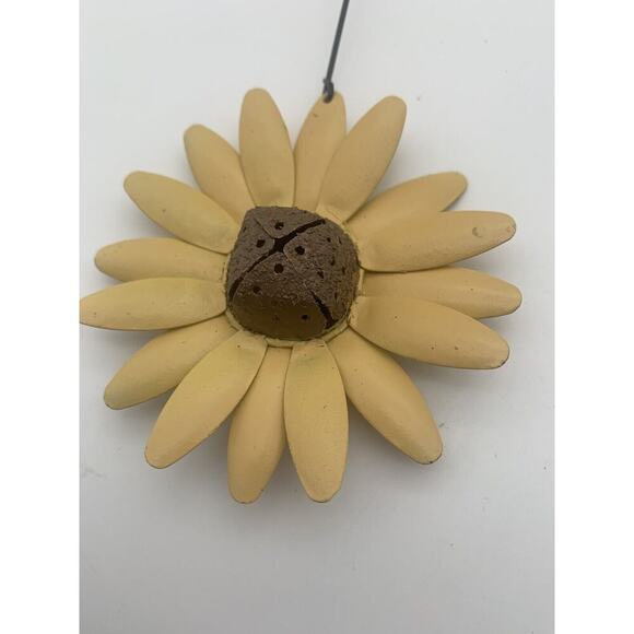 Vintage Jingle Bell Sunflower Sun Flower Ornament Decor Spring Summer Metal 4" - Picture 3 of 5